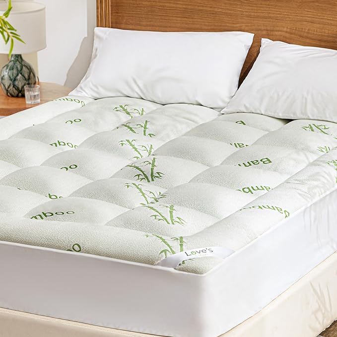 Love's cabin King Size Mattress Topper, Rayon Derived from Bamboo, 900 GSM Breathable Mattress Topper Pad, Thick Pillow Top Mattress Pad with 8"-20" Deep Pocket(78"x80"), Green