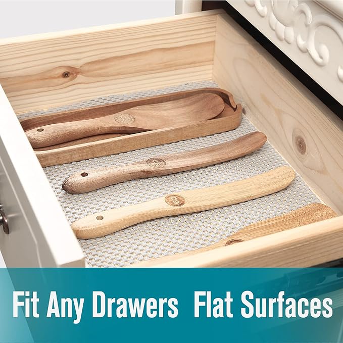 Drawer Shelf and Cabinet Liner, Thick Strong Grip, Non-Adhesive Liners Protect Kitchen Cabinets and Cupboard, Bathroom Drawers, Easy Install, Breathable Mat, 20 Inches x 20 Feet, Black