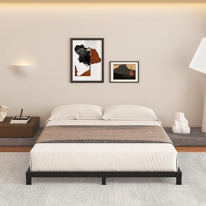 5 Inch Low Bed Frame Full, Heavy Duty Full Size Bed Frame Low Profile, No Box Spring Needed, Easy Assembly, Noise Free, Black