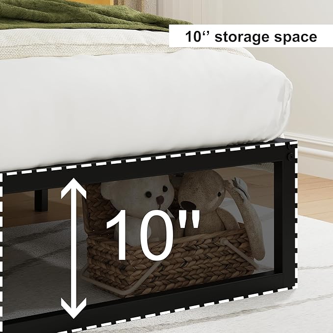 EMODA 12 Inch Twin Bed Frames No Box Spring Needed, Heavy Duty Metal Twin Platform Bed Frame, Noise Free, Easy Assembly, Black