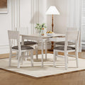 5-Piece Square Dining Table Set for 4, 38.2'' Solid Wood Kitchen Table with 4 Upholstered Chairs & 2 Drawers for Dining Room, Kitchen, Small Space, Washed Gray