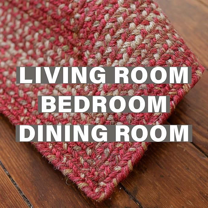 Homespice Apple Pie Jute Red 6x9' Braided Rug for Living Room, Bedroom Rug and Dining Room. Pet Friendly. Decor Styles- Farmhouse Rug, Rustic, Vintage, Cottage, Primitive, Country, Boho Rug