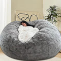 Bean Bag Chair for Adults Kids Without Filling Comfy Fluffy Giant Round Beanbag Lazy Sofa Cover for Reading Chair Floor Chair, 7FT, Grey