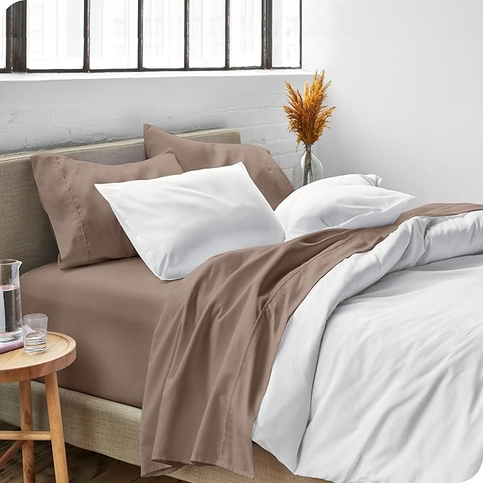 Bare Home King Sheet Set - Luxury 1800 Ultra-Soft Microfiber King Bed Sheets - Double Brushed - Deep Pockets - Easy Fit - 4 Piece Set - Bedding Sheets & Pillowcases (King, Taupe)