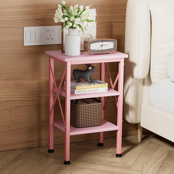 VECELO Modern Nightstands X-Design Side End Table Night Stand with Storage Shelf for Bedroom,Living Room