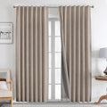 Joydeco Natural Linen Curtains 120 inch Length 2 Panels Set Burg 100% Blackout Patio Door Curtain Room Darkening Sliding Door Curtains Thermal Insulated Back tab Rod Pocket(105x120 inch, Linen)