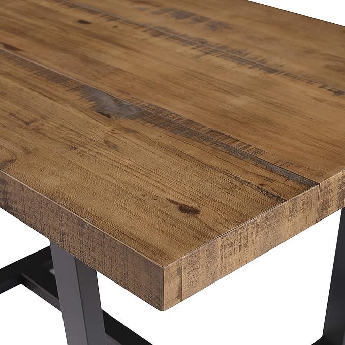 Walker Edison Durango Distressed Solid Wood Dining Table, 52 Inch, Rustic Oak