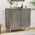 Fluted Cabinet with Storage, Small Buffet Cabinet Sideborad with Door, Kitchen Buffet Storage Accent Cabinets with Adjustable Shelves for Living Room, Entry, Hallway, Gray