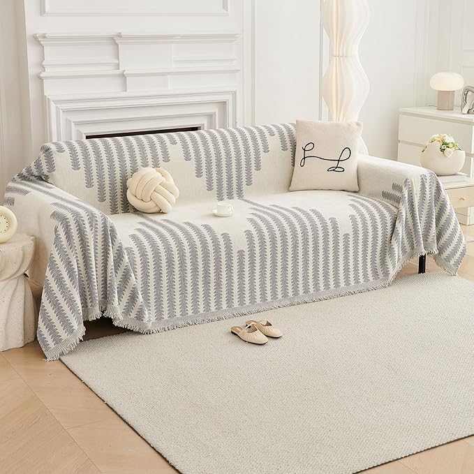 HAOMAIJIA Boho Sofa Covers Couch Covers for 3 Cushion Couch Sofa Pet Friendly Soft Thick Couch Cover for Dogs Washable Sectional Couch Covers L Shape Furniture Protector (Grey, 91"x150")