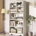 LINSY HOME 5-Shelf Bookcase Wooden, 63" Tall Bookshelf with Storage, Open Floor Standing Cube Shelf Bookcase Libreros, Beige Modern Book Shelf for Bedroom, Living Room, White Oak