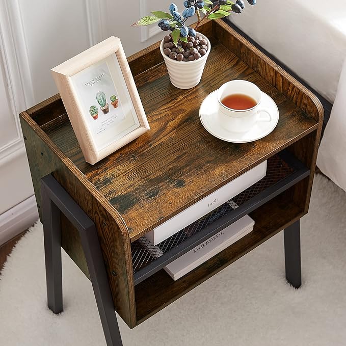 VECELO Stackable Nightstand, End Table Side Table with Open Storage Shelf, Small Night Stand for Bedroom, Living Room