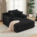 Oversized Chaise Daybed Lounge Sleeper Chair Sofa Bed Indoor, Fluffy Corduroy Upholstered Sleeper Recliner Sofabed Full Foam Boneless Cloud Sofabed W/3 Pillows for Home/Apartment Living Room Bedroom