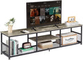 VECELO TV Stand for Televisions up to 80 Inch 70" Entertainment Center with Open Storage Shelves for Living Room/Bedroom, 3 Tiers Media Console Table Frame, 70 Inches, Grey +Metal