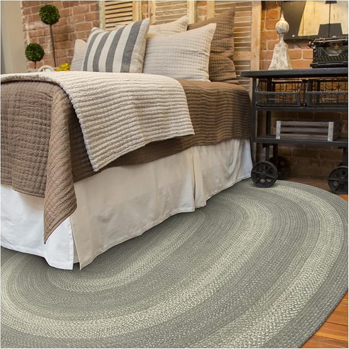 Homespice Grey Cloud Oval Braided Rug, 8x10' - Grey, Handmade with Jute - Warm Farmhouse Decor, Perfect for Living Rooms, Dining Rooms and Bedrooms - Pet Friendly and Easy to Clean