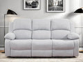 Recliner Sofa Couch, 3-Seater Home Theater Seating Reclining Sofa, Power Reclining Couch with Cup Holders & Drop Down Table for Living Room Furniture Sets, Grey White
