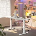 HUANUO Electric Standing Desk, 63 x 24 Inch Height Adjustable Computer Desk with Storage Bag, 4 Height Memory Settings, Sit Stand Up Desk for Home Office, White