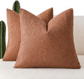 Foindtower Set of 2, Decorative Textured Boucle Throw Pillow Covers Accent Solid Pillow Cases Cozy Soft Couch Cushion Case for Chair Sofa Bedroom Living Room Home Decor 24x24 Inch Burnt Orange Hazel