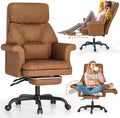 ELABEST C39 Cross Legged Office Chair with Footrest & Convertible Armrests - Pet-Friendly XL Home Desk Chair, Ergonomic Recliner with Lumbar Pillow, Criss Cross Design, Big and Tall Executive Chair