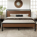 Allewie King Size Platform Bed Frame with Wooden Headboard and Footboard, Heavy Duty 12 Metal Slats Support, No Box Spring Needed, Under-Bed Storage, Noise Free, Easy Assembly, Walnut