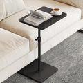 NiHome Minimalist Height Adjustable End Table, 360° Rotatable Sofa Armrest Side Tray Table, Adjustable Legs Space-Saving Couch Bedside TV Tray C-Shaped End Table Snack Table for Eating(Black)
