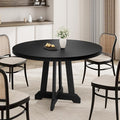 Round Dining Table for 4, 47 Inch Wooden Circle Dinner Table with Sturty Legs, 4 Parts of Tabletop, Round Pedestal Kitchen Tables for Dining Room, Kitchen, Living Room, Brown
