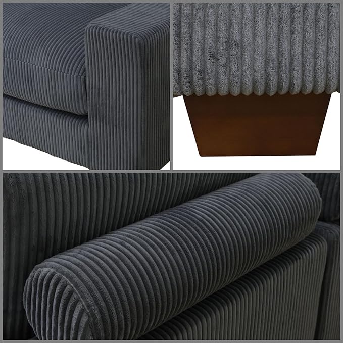 Sectional Couches for Living Room, Stylish Sectional Loveseat Sofa with Ottoman & Deep Seats, Living Room Furniture Home Sofa for Adults, Blue Gray