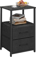 TUTOTAK End Table, Night Stand, Side Table, Nightstand with Cloth Drawer, Bedside Table for Livingroom, Bed Room, Charcoal Grey TB01BY087