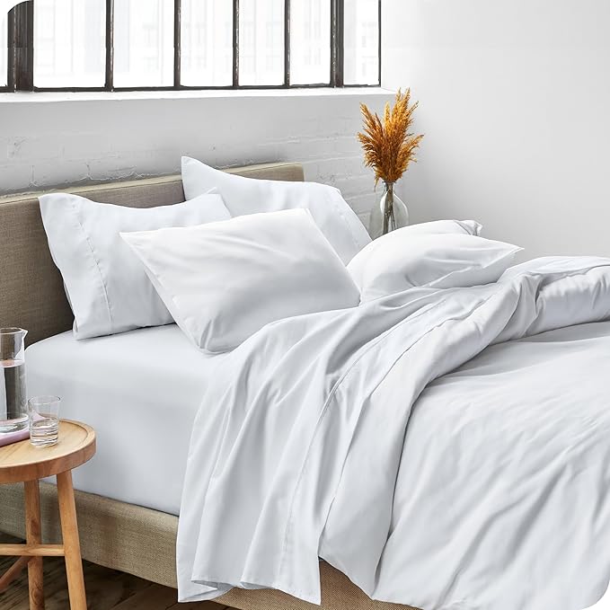 Bare Home Split Queen Sheet Set - 1800 Ultra-Soft Microfiber Bed Sheets - Double Brushed - Deep Pockets - Easy Fit - 5 Piece Set - Bedding Sheets & Pillowcases (Split Queen, White)