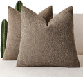 Foindtower Set of 2, Decorative Textured Boucle Throw Pillow Covers Accent Solid Pillow Cases Soft Cozy Couch Cushion Case for Chair Sofa Bedroom Living Room Home Decor 26x26 Inch Light Brown