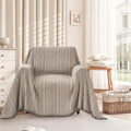 Nobildonna Sofa Chair Cover Waterproof Soft Thicken Chenille Cushion Couch Cover with Tassels,Washable Sofa Slipcovers for Armchair Recliner Sectional Sofa Furniture Protector, Brown 71"x71"