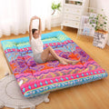 Bohemian Retro Japanese Floor Mattress, Vintage Floral Tatami Floor Mat, Portable Roll up Futon Mattress for Guest,Tavel (D,Full 80" X 47")