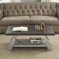 Roundhill Furniture Athens Contemporary Wood Shelf Coffee Table, Weathered Walnut and Gray