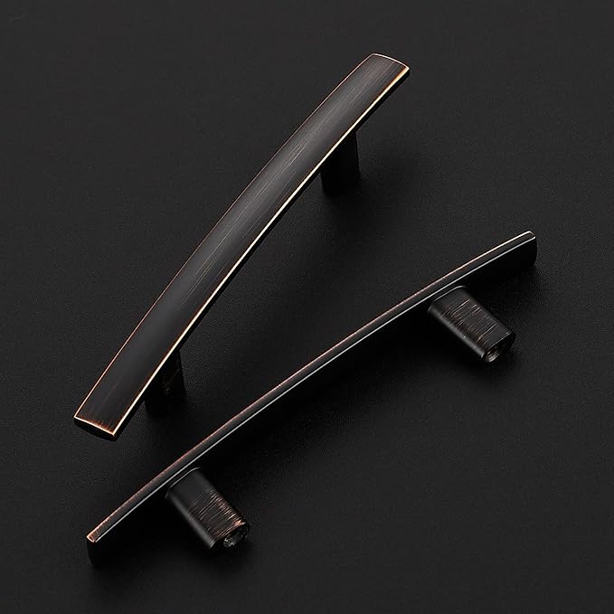 25 Pack Cabinet Handles 3" Hole Center - Curved Cabinet Pulls Oil Rubbed Bronze Drawer Pulls for Kitchen Cupboard Solid Hardware for Dresser Drawer Arch Hardware