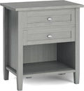 SIMPLIHOME Warm Shaker SOLID WOOD 24 Inch Wide Transitional Bedside Nightstand Table in Fog Grey, For the Living Room and Bedroom