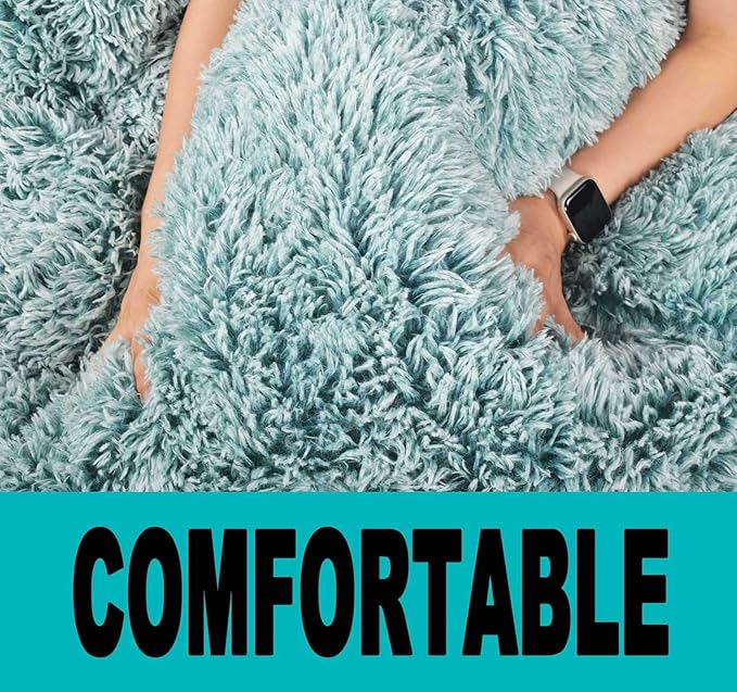Fluffy Bean Bag Chair, 3FT Round Memory Foam Filled Bean Bag for Teens & Kids, Ultra Soft Faux Fur Fabric Bean Bag Chairs for Playroom, Living Room, Bedroom, Dark Green