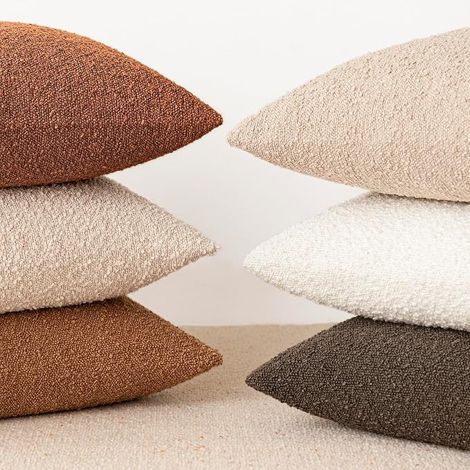 Foindtower Pack of 2 Textured Boucle Throw Pillow Covers Accent Solid Decorative Lumbar Pillow Cases Soft Couch Cushion Case for Chair Sofa Bedroom Living Room Home Decor 12x20 Inch Burnt Orange Hazel