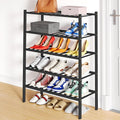 Smiry Shoe Rack, 5 Tier Bamboo Shoe Organizer, Stackable Free Standing Wooden Shoe Storage Shelf for Closet, Entryway, Front Door Entrance, Black