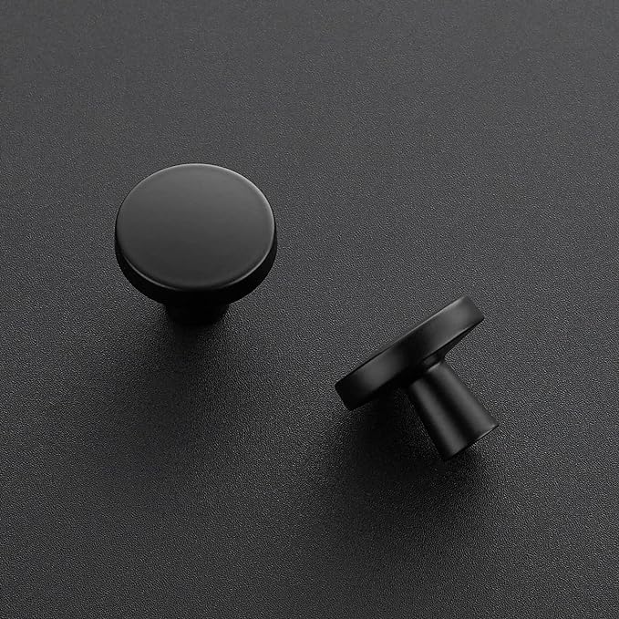 Ravinte 50 Pack 1-1/4 Inch Kitchen Cabinet Knobs Solid Round Dresser Drawer Knobs Matte Black Dresser Knobs Simple Cabinet Hardware for Cupboard Drawer Pulls