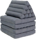 Leewadee Comfortable Japanese Floor Mattress - Thai Floor Bed with Triangle Cushion - Futon Mattress - XL Extra Long Thai Massage Mat, 89 x 20 inches, Anthracite, Kapok Filling