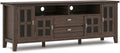 SIMPLIHOME Artisan SOLID WOOD 72 inch Wide Transitional TV Media Stand in Farmhouse Brown For TVs up to 80 inches for the Living Room and Entertainment Center