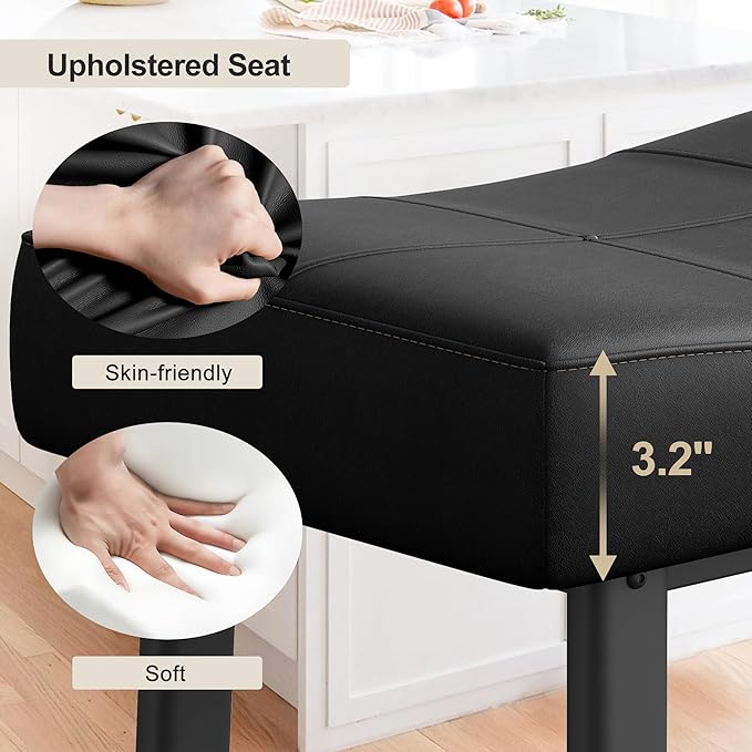 GarveeHome Counter Height Bar Stools Set of 4, 24 Inch Barstools for Kitchen Island Counter, Upholstered Padded Saddle Chairs with Curved Cushion, Easy Assembly, Black