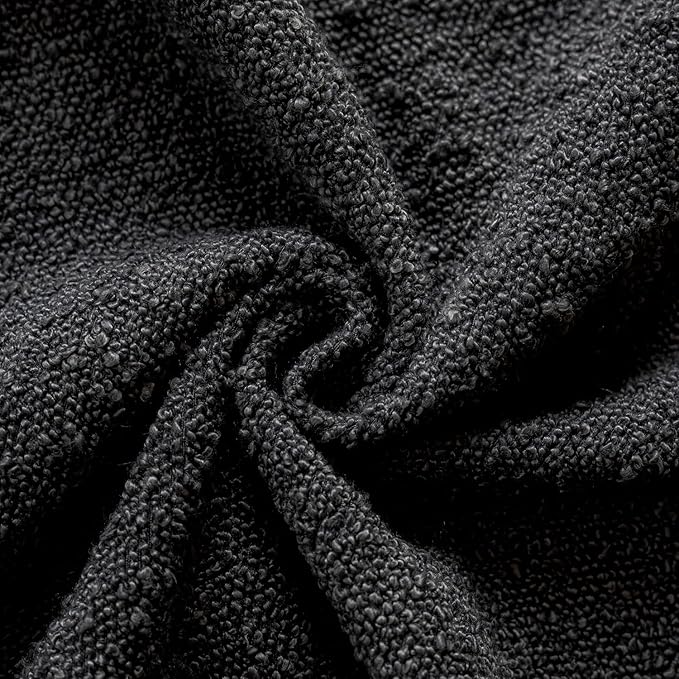 Foindtower Set of 2, Decorative Textured Boucle Throw Pillow Covers Accent Solid Pillow Cases Neutral Soft Cozy Couch Cushion Case for Chair Sofa Bedroom Living Room Home Decor 18 x 18 Inch Black