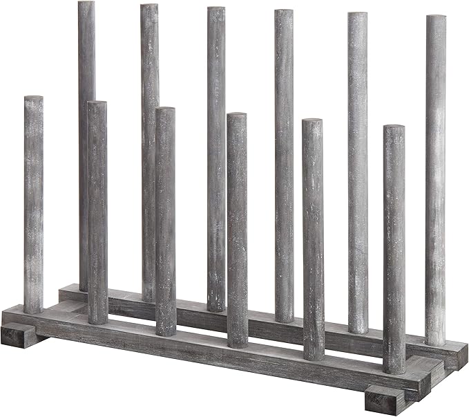 MyGift Coastal Graywashed Solid Wood Floor Standing Boot Holder Rack, Wooden Entryway Shoe Storage Organizer Stand Holds 6 Pairs of Tall and Short Boots