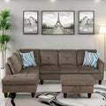 Convertible Sectional Couch, Large L Shaped Couch with Storage, Modern Modular 5-Seat Sectional Sofa with Ottomans for Living Room and Office, Brown