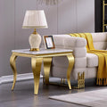 Gold End Table, Modern Square Living Room End Table with Mirrored Stainless Steel Cabriole Legs