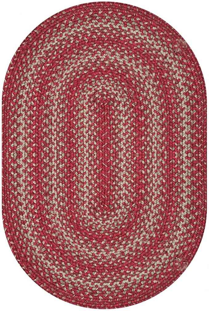 Homespice Apple Pie Jute Red 4x6' Braided Rugs Oval Rugs for Living Room, Bedroom Rug and Dining Room. Pet Friendly. Decor Styles- Farmhouse Rug, Rustic, Vintage, Primitive, Country, Boho Rug