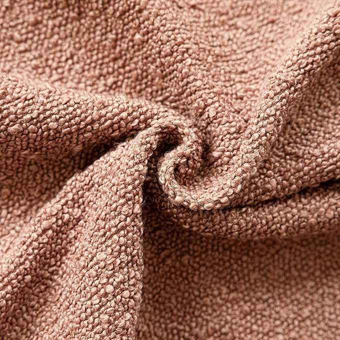 Foindtower Set of 2, Decorative Textured Boucle Throw Pillow Covers Accent Solid Pillow Cases Neutral Couch Cushion Case for Chair Sofa Bedroom Living Room Home Decor 24x24 Inch Dusty Orange Hazel