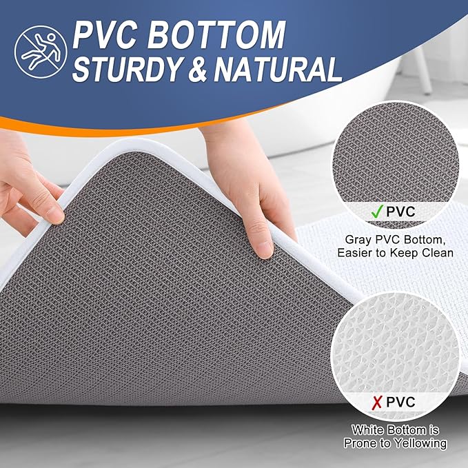 OLANLY Thick Memory Foam Bath Mat Rug 30x20, Extra Soft Absorbent Bathroom Rug, Quick Dry Bath Mats, Non-Slip, Machine Washable Carpet for Bathroom, Tub and Shower, Home Decor Accessories, White