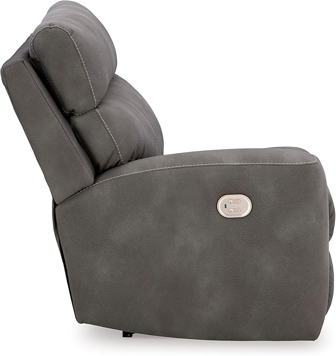 Signature Design by Ashley Next-Gen DuraPella Contemporary Faux Leather Modular Wall Hugger 3-Piece Power Reclining Sectional Sofa with Adjustable Headrest and USB Ports, Gray