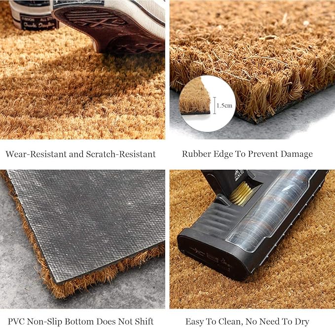 Funny Coir Doormat Don't Let The Cats Out Front Door Mat Entryway Outdoor Mats with Heavy Duty Front Porch Welcome Mats Entry Natural Coconut Brown Prank Novelty Gift Outdoor Mat 23.7x15.7 inch